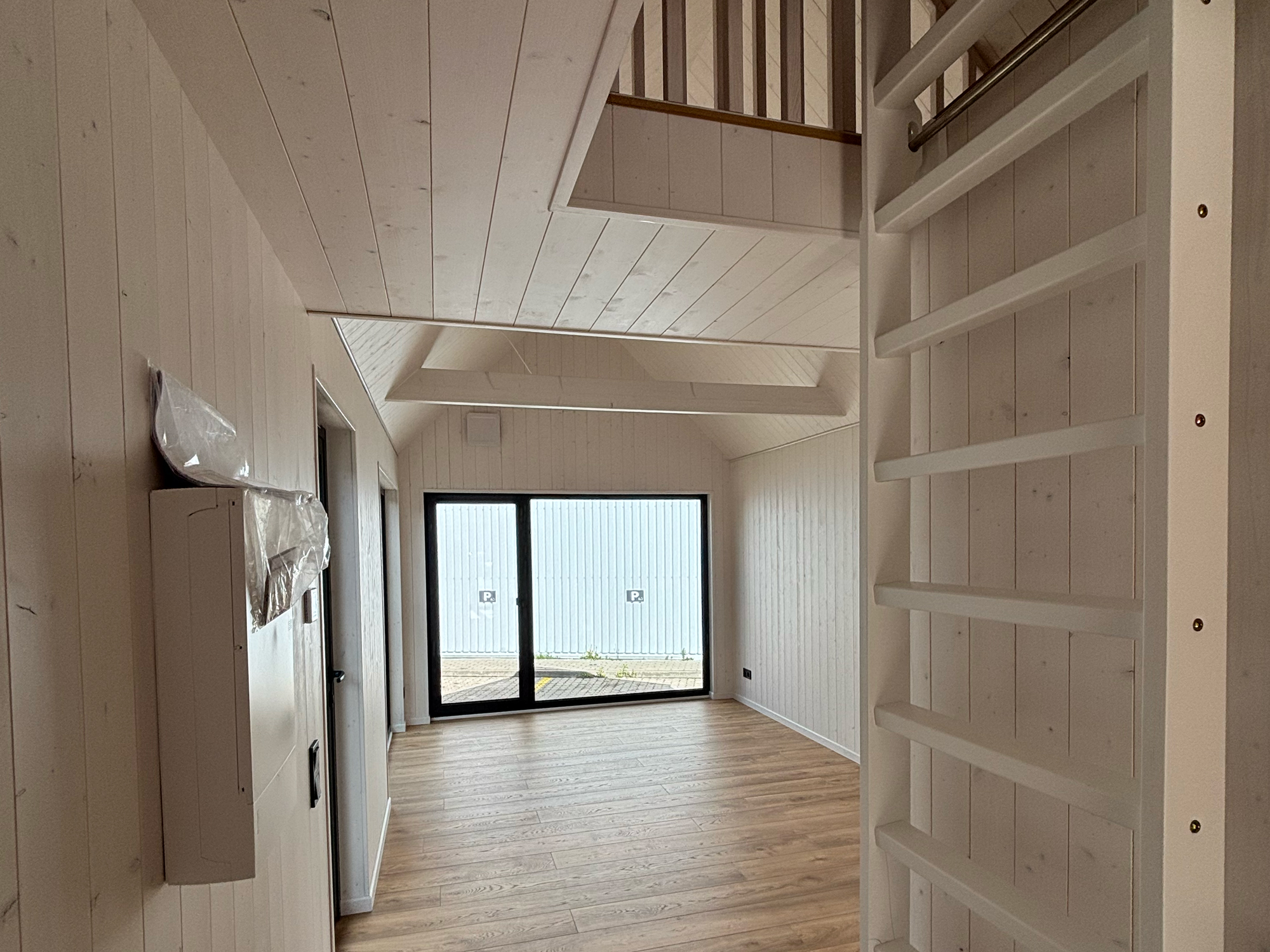 Room with the loft ladder inside a Milla 40