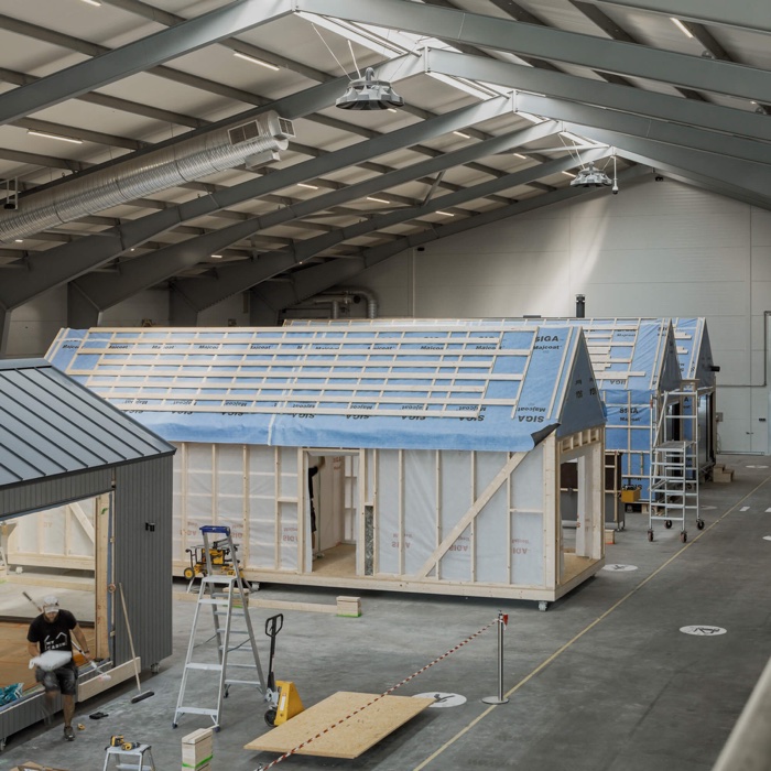 MyCabin home frames under construction in the Jelgava factory